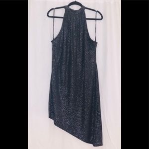 Asymmetrical Black Glitter Dress